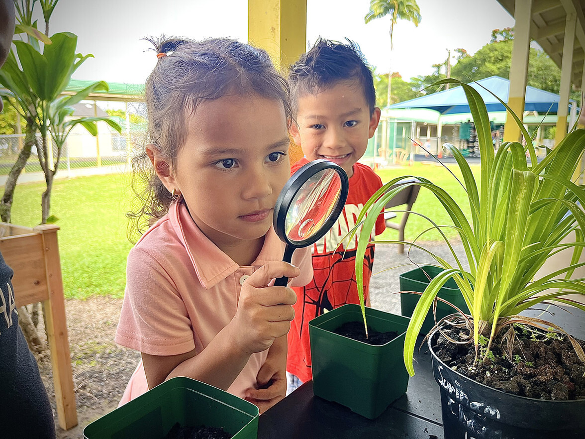 East Hawai'i preschool keiki learning outdoors
