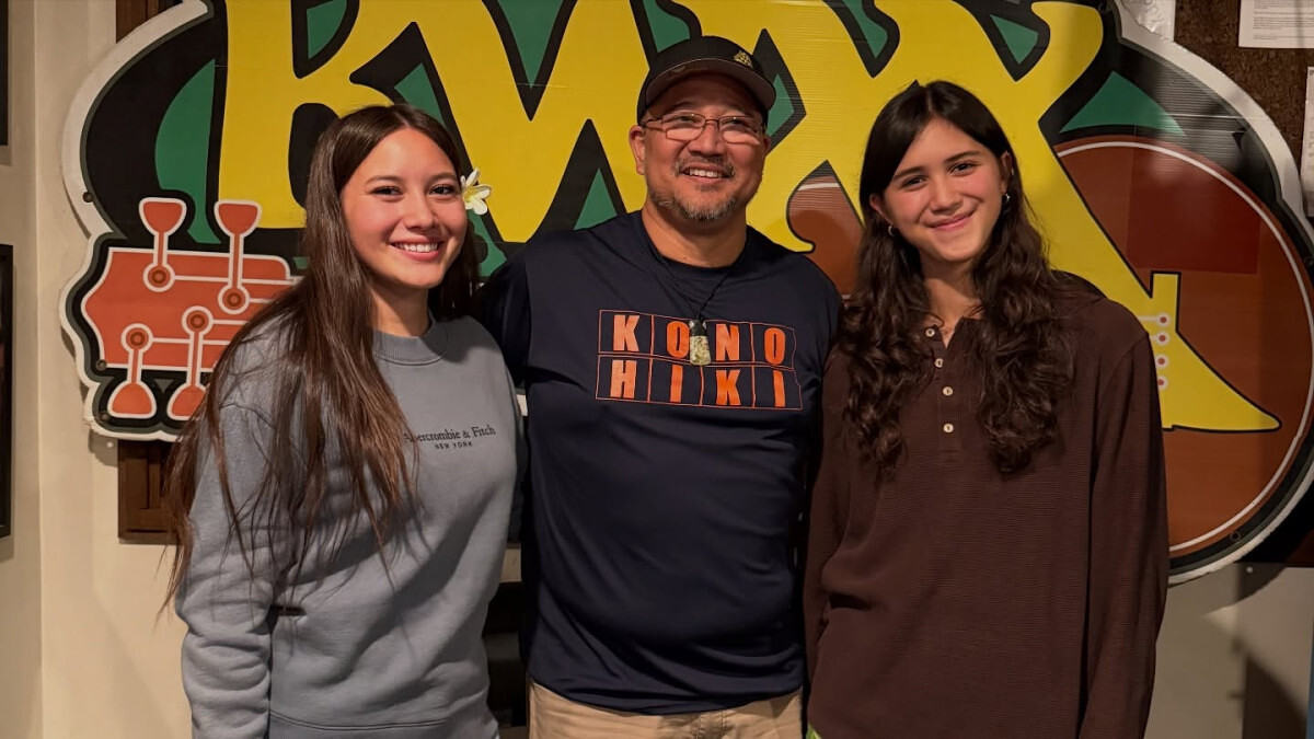 Kamehameha Schools students in a radio studio